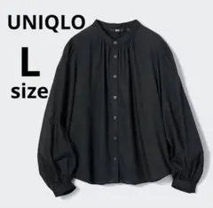UNIQLOコットンボリュームスリーブブラウス 長袖 ブラック L 羽織り