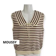 MOUSSY セーラーカラー ニットベスト ボーダー マウジー フリーサイズ