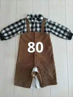 チェック×コーデュロイ　カバーオール80男の子
