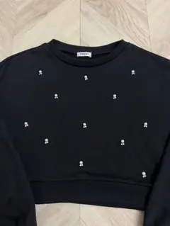 INGNI ブラック ビジュー クロップドトレーナー M