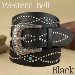 ベルト スタッズ ウエスタン ターコイズ ブラック　黒y2k アメカジ