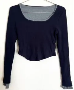 クロップド丈トップス 長袖 カットソー 2枚組