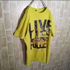 良デザイン☆コットン100%】半袖Ｔシャツ　メンズM〜L　黄　ストリート系