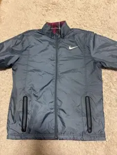 Nike ナイロンジャケット L グレー/チェック　リバーシブル　ベスト　半袖
