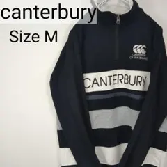 【美品】CANTERBURY ラガーシャツ ハーフジップ ブラック M