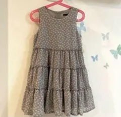 ⑦【120】べべ ワンピース　グレー　ピンク