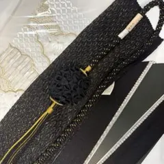 新品　黒　帯締め　帯揚げ　半襟　重ね襟　セット　振袖用　成人式