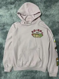 US古着 Hello Kitty ホットドッグ プリント パーカー ピンク