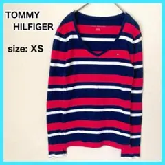TOMMYHILFIGER トミーフィルフィガー ボーダー Vネック 長袖 細身