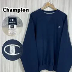 ☆美品☆メキシコ製☆チャンピオン スウェット XL ネイビー 裏起毛 刺繍ロゴ
