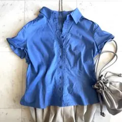 極美品♪レリアン リネン半袖シャツ 13＋ 大きいサイズ 麻100% 日本製 