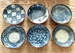 陶彩　古染絵変わり　6客小皿揃
