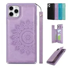 iPhone 11 Pro 背面収納　スマホケース　紫