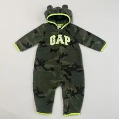 babyGAP迷彩柄⭐︎くま耳フード付きフリースロンパース3-6months