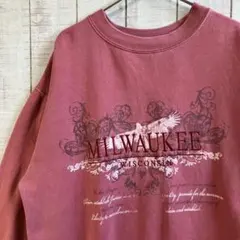 山*輔様 古着　長袖　スウェット 裏起毛　刺繍　アメカジ ゆるだぼ　くすみカラー