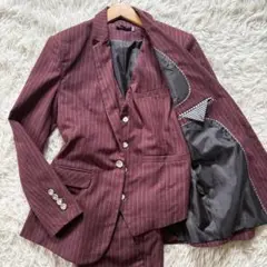 ◎極美品/希少カラー/2XL◎スリーピース スーツ セットアップ ボルドー