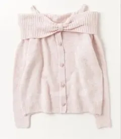 titty&Co. ショルダーリボン ハートボタン ニット ホワイト