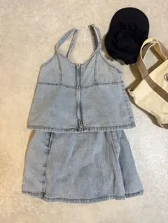 女の子　デニム キャミソール スカート セットアップのサムネイル