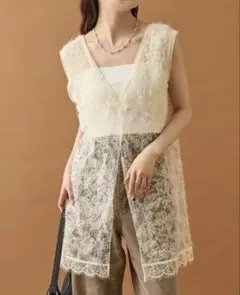 mystic シャギーレースタンクチュニック　アイボリー　Fサイズのサムネイル