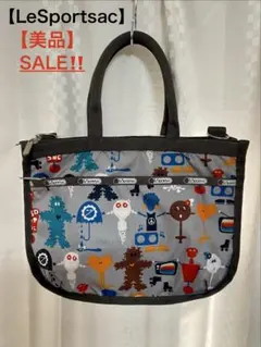 LeSportsac レスポートサック トートバッグ キャラクター柄 グレー系