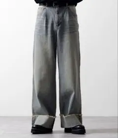 CLEL ヴィンテージデザイン ロールアップデニムパンツ ベージュ XS