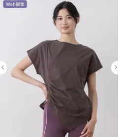 【SUKALA】ペーパーライクアシンメトリートップス Lサイズ　ブラウン