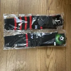 サッカーソックス ブラック/レッド 2足セット