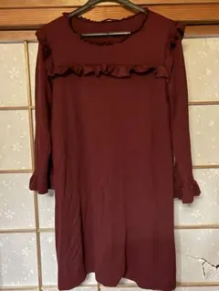 ZARA ワンピース　ボルドーカラー