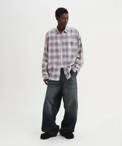 DNSR Oversized flannel check shirt ivory