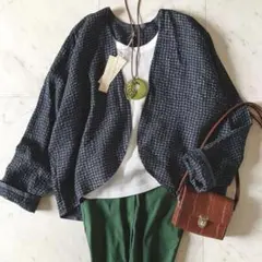 定価7万＊タグ付未使用 ヨーガンレール シルクウールカーディガン M ノーカラー