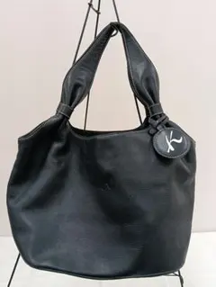 キタムラ　ブラック　レザー　ハンドバッグ