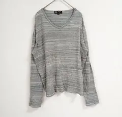 MICHEL KLEIN HOMME ボーダー Vネック カットソー グレーのサムネイル
