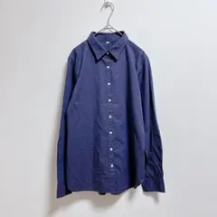 無印良品 長袖シャツ ネイビー L シンプル　無地のサムネイル