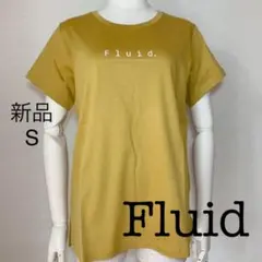 【新品】フルイド　ロゴ入りTシャツ　マスタード　黄色　カジュアル　シンプル　Mのサムネイル