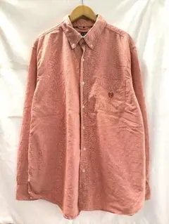 【定番】CHAPS チャップス 長袖 ボタンダウンシャツ 刺繍ロゴ ピンク XLのサムネイル