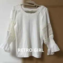 RETRO GIRL ホワイトフリル七分袖トップス