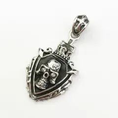 ペンダントヘッド　スカル　ドクロ　ジルコニア　シールド　ステンレス