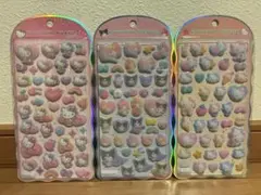 【正規品】コットンパフィーシール　キティ　マイメロ　クロミ　サンリオ　3枚セット