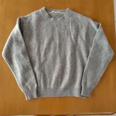 ユニクロ 長袖セーター S グレー 毛100%