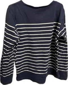 ネイビー　紺　ホワイト　白　ボーダー　ストライプ　カットソー　長袖　シャツ　秋冬