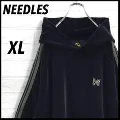 ☆未使用タグ付き☆NEEDLES ベロア　パピヨン刺繍ロゴ付ベロアパーカー 希少カラー】Needles ニードルス パピヨン刺繍ロゴ付ベロア