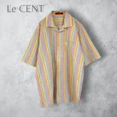 【Le CENT】　ストライプシャツ　日本製　オレンジ　メンズ　M コットンのサムネイル
