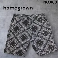 homegrown ペイズリー柄 メンズ ハーフパンツ ショートパンツ ブラック