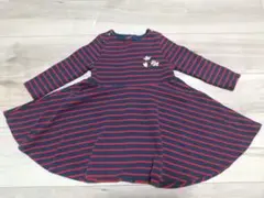 【値下げ】86cm 24m プチバトー ボーダー 長袖 フレアワンピース 赤