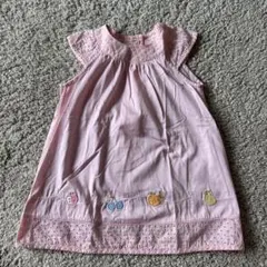 フルーツ刺繍 ピンク コットン ワンピース