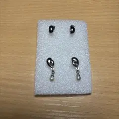 シルバー色 フープ＆パールピアス 2ペアセット