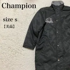 Champion 中綿ジャケット ロゴ刺繍 S 美品 黒 サッカー ベンチコート