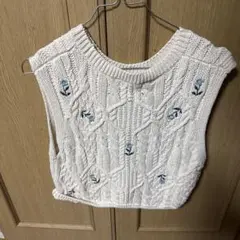ZARA ホワイト ケーブルニットベスト S