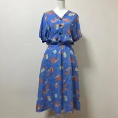 チチカカ　ロングワンピース　レーヨン　麻　海　マリア様　聖母　マリン　春　ブルー