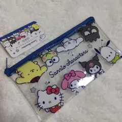 タグ付き　新品、サンリオキャラクター 透明ポーチ　文房具　ハローキティ